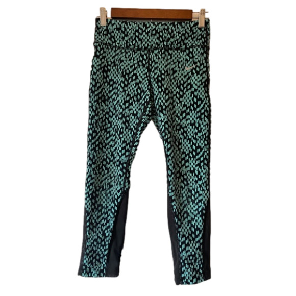 NIKE Dri-Fit Active Sm Running Green Black Workout Gym Athleisure Leggings Y2K - Picture 1 of 15